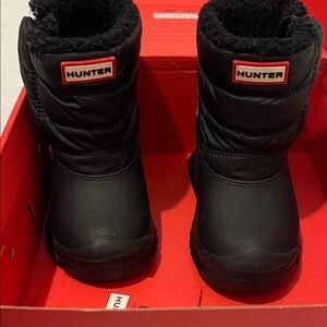 Hunter Black Kids Quilted Fleece-Lined Rain Boots